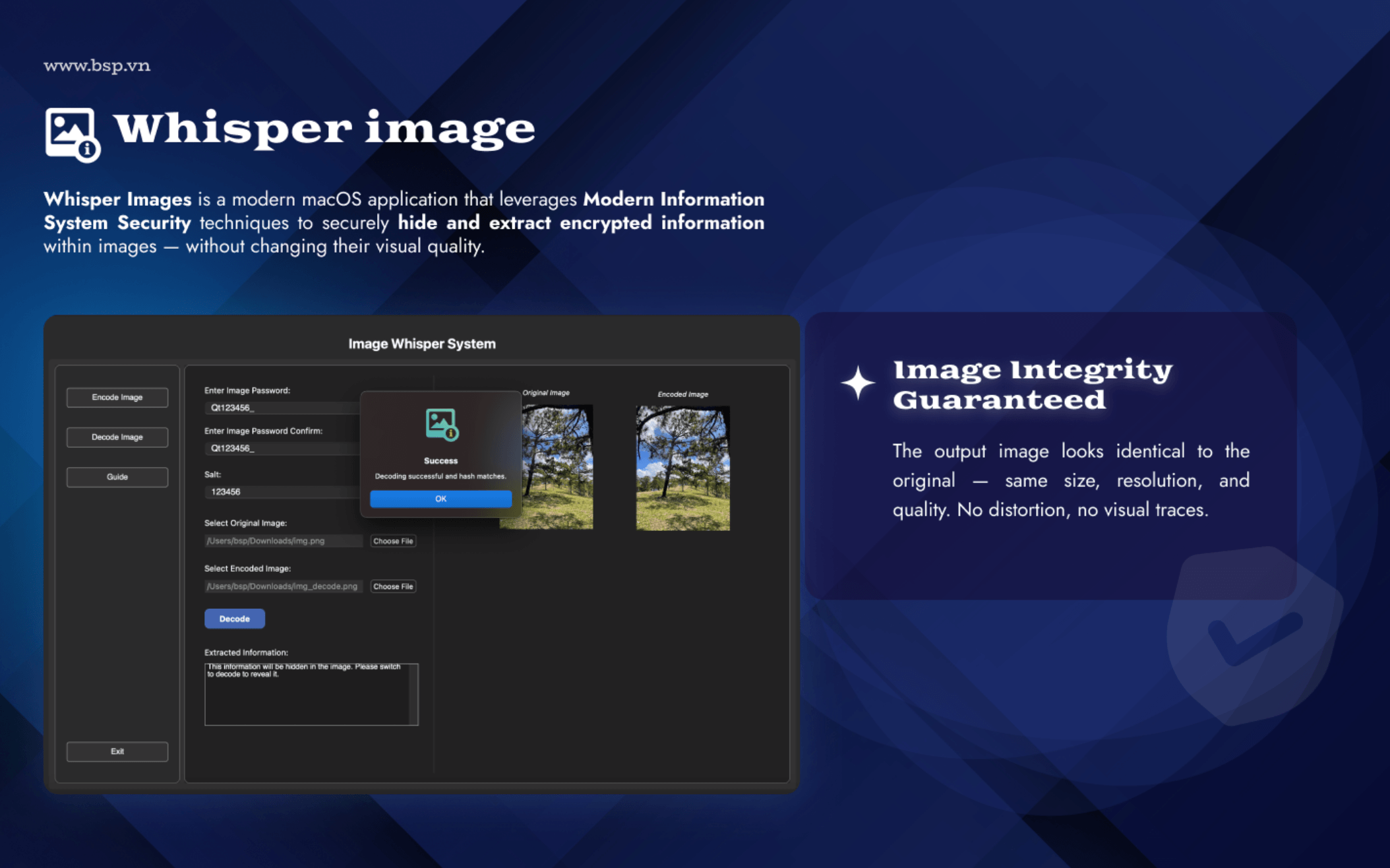 Whisper Image for macOS Application– hide sensitive text into any JPEG or PNG image