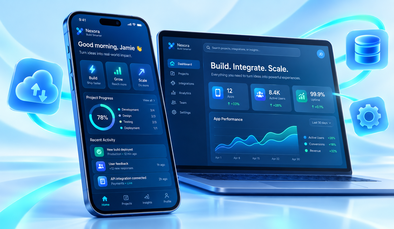 Application connected to social, maps and messaging services