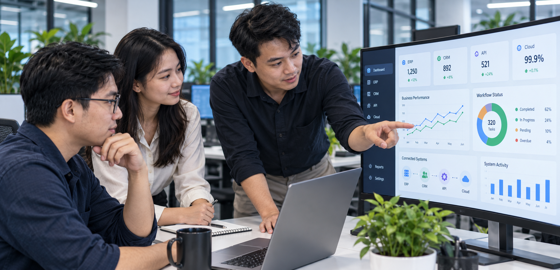 BSP product team reviewing a custom business analytics platform